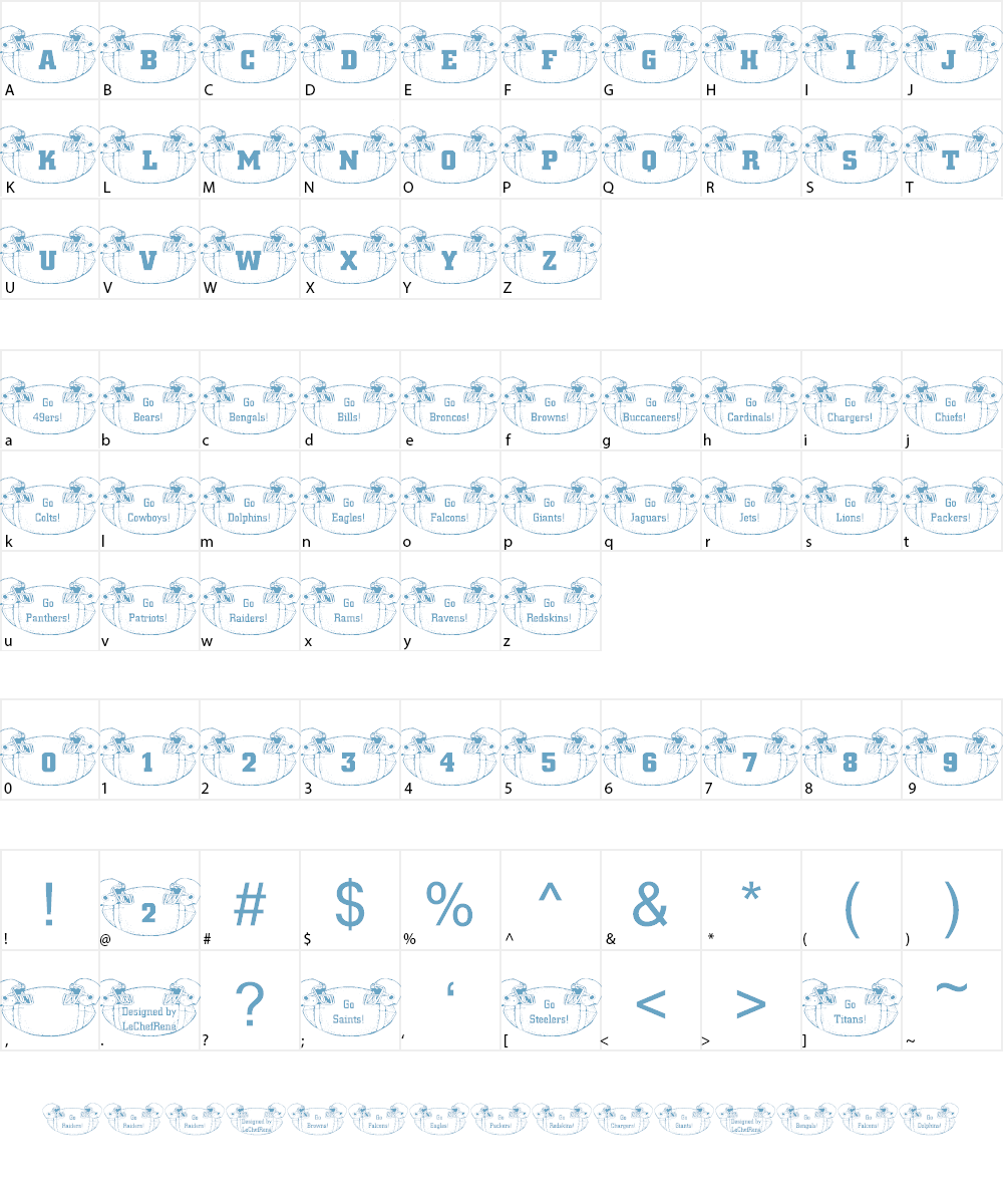 LCR Football Fanatic Font Character